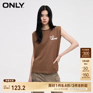 ONLYONLY夏季時尚簡約圓領(lǐng)刺繡寬松背心無袖T恤女|124101084 E09 利口褐色 M 165/84A