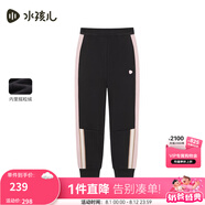 水孩兒（SOUHAIT）童裝女童加絨褲冬季兒童搖粒絨長褲百搭褲子 鉆石黑SHSDGD05CK793D01 170
