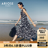 艾諾絲雅詩夏季新品通勤長絨棉無袖拼接印花連衣裙30439053 碧落藍(lán)花 L