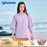 FILA FUSION斐樂潮牌女裝情侶款針織短袖衫2025春新款涼感防曬寬松T恤 奇幻紫-VT 3XL （190/108A/XXXL）
