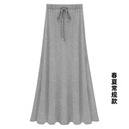 GABALMANIA開(kāi)叉長(zhǎng)款半身裙女夏莫代爾綁帶A字修身裙200斤寬松長(zhǎng)裙 淺灰色(春夏款) 常規(guī) 4XL