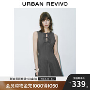 UR2025夏季新款女裝格雷系蝴蝶結(jié)系帶無袖連衣裙UWG750085 深灰花灰 M