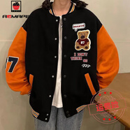 AEMAPE新款外套女2025秋冬季女裝時(shí)尚韓版棒球服女ins潮 桔紅色  M 95一110斤