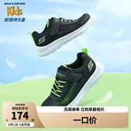 Skechers斯凱奇童鞋兒童運(yùn)動(dòng)鞋新款夏季易彎折男女童透氣網(wǎng)鞋405238L 男童/黑色/檸檬色/BKLM 34
