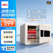 得力保險(xiǎn)柜 家用辦公指紋密碼保險(xiǎn)箱小型入墻入柜保管柜隱藏保密柜 可固定安裝 25cm玉白