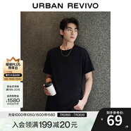 UR春季新款男裝簡約基礎(chǔ)百搭休閑純色棉質(zhì)短袖T恤UMB440001 正黑 S