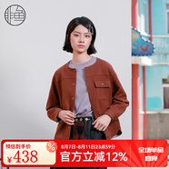 非魚(yú)非魚(yú)小短款羊毛呢料外套秋冬新款文藝復古小外套重工刺繡上衣 棕紅 S