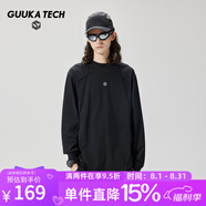 GUUKA TECH古由卡長袖t恤男純棉薄款2025春季圓領內(nèi)搭男士打底衫寬松男裝 黑色 S
