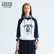 Teenie Weenie小熊女裝衛(wèi)衣2025秋季新款萌趣大熊拼色短款連帽外套 藏青色 S