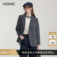 KBNE藏青西裝領(lǐng)短外套女小個子長袖上衣春秋新款氣質(zhì)學(xué)院風(fēng)外衣 灰色 M