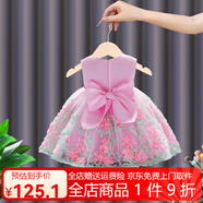 鸞雀翔一周歲女寶寶周歲生日禮服抓周服幼兒裙子兒童晚禮服女童公主紗裙 粉色 80 建議身高73-84體重15-22斤