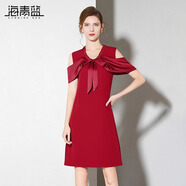 海青藍(lán)連衣裙夏女2025新款高級(jí)時(shí)尚氣質(zhì)海邊度假女裝紅色裙子 紅色 S