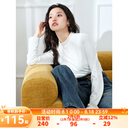 lagogo【抗菌發(fā)熱】黑色t恤女拉谷谷2024冬新款高級(jí)修身打底上衣 本白色(V1) M