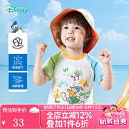 迪士尼寶寶童裝男女兒童夏季卡通短袖T恤時尚休閑舒適透氣上衣夏季新款 ZD2ES009藍(lán)綠 110