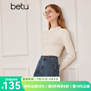 百圖betu女裝秋季新款毛針織衫經(jīng)典半高領(lǐng)長袖打底衫女2309T23 米白 L