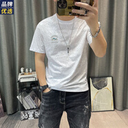 胖東來(lái) DL【央媽推薦】撿漏專柜撤單短袖t恤男士夏季潮牌半截袖冰絲體恤上 摩托白色短袖【單件裝】 M 【建議80-100斤】