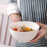 斯凱綈（Sky Top）面碗陶瓷米飯碗骨瓷湯碗純白家用酒店餐具6英寸奧碗4件套裝