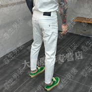 LMVXRM渠道男裝店春時尚休閑夏薄刺繡男裝小腳九分牛仔褲 黑色 29 (建議100-115斤)
