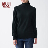 無印良品 MUJI 女式  天竺 高領(lǐng)毛衣 女款黑色長袖針織衫秋冬毛衫BAG05A0A 黑色 S