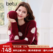 百圖betu女裝2025春季新款毛衣圓領(lǐng)寬松時尚大波點套頭毛衫女2501T02 紅色 S