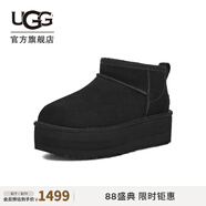 UGG冬季女士舒適時尚經(jīng)典迷你純色厚底保暖休閑短筒雪地靴1135092 BLK | 黑色 36