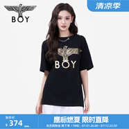 BOY LONDON【暗黑羅盤(pán)】夏情侶款短袖權杖印花炸街潮牌T恤N01906 黑印金N01906 經(jīng)典升級款 S