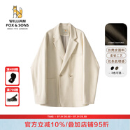 William fox&sons新復(fù)古回潮仿麂皮絨小西服男輕商務(wù)復(fù)古寬松易打理便西休閑西裝男 米白色（雙排扣） XL /52