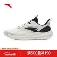 安踏流云｜男鞋運動(dòng)鞋男秋季皮網(wǎng)面透氣慢跑鞋輕便減震男士休閑鞋子 【網(wǎng)面透氣】象牙白/黑-1 39 (245mm)