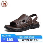 駱駝牌牛皮男士涼鞋沙灘鞋軟底防滑涼拖中年爸爸鞋 P15M220028A 棕色 41
