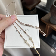 ABDT原創(chuàng  )手工編女細鎖骨項鏈溫柔精致可掛和田玉佛平安扣鎖新中式 香檳灰，細1毫米左右，可調節