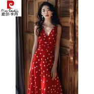 皮爾卡丹（pierre cardin）紅色波點(diǎn)連衣裙2025夏季新款法式超好看廳里廳氣感小香風(fēng)裙子 紅色波點(diǎn)連衣裙 2XL