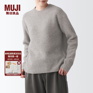無印良品 MUJI 女式 含牦牛絨駱駝絨圓領(lǐng)毛衣 長袖針織衫秋 冬季 淺灰棕色 XS -S(155/80A)