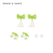 飾悟鈴蘭花耳飾 Dream＆Radio鈴蘭花開(kāi)白色花朵耳飾小清新設計感丟了 綠野花庭