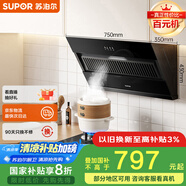 蘇泊爾（SUPOR）抽吸排油煙機(jī)燃?xì)庠罴矣?7風(fēng)量側(cè)吸式老式廚房脫排簡易操作 煙灶套裝DJ07+DB19S天然氣[套裝商品]