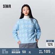 森馬毛衣女冬寬松時尚氣質(zhì)圓領(lǐng)針織衫優(yōu)雅千鳥格套頭衫女裝內(nèi)搭 藍(lán)色調(diào)00388 170/92A/XL