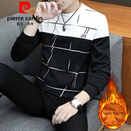 皮爾卡丹（pierre cardin）長(zhǎng)袖T恤男2025春秋季新款上衣服寬松外套男裝秋衣打底衫薄衛(wèi)衣潮 【款】838-W12黑色 加絨 3XL
