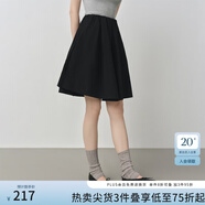 范思藍(lán)恩純色百搭A(yù)字裙女2025秋新款寬松壓褶半裙3226 黑色 XL