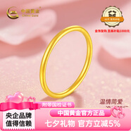 中國黃金古法足金999素圈黃金戒指情侶對戒送女友老婆情人節(jié)禮物復購補貼 金重約1克 8#