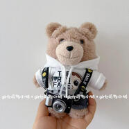 泡泡瑪特Ted2泰迪熊娃衣玩偶公仔掛件衣服潮酷衛衣背帶褲著(zhù)替套裝 北臉白色連帽衛衣+牛仔褲+黑色 僅娃衣適合泡泡瑪特15cm泰迪熊