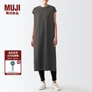 無印良品 MUJI 女式 雙層編織 法國袖連衣裙 BBP25A2S 深灰色 XS-S