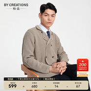 By Creations柏品羊毛雙排扣針織開衫復(fù)古商務(wù)休閑毛衣外套微彈保暖翻領(lǐng)毛線衫 淺卡其 L
