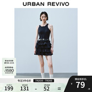 UR2025夏季新款女裝休閑疊層荷葉邊無袖連衣裙UYY750084 墨藍(lán) M