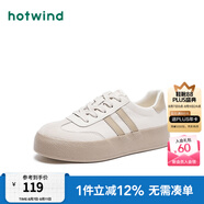 熱風（Hotwind）商場同款經(jīng)典復古德訓鞋通勤百搭女鞋運動透氣舒適厚底板鞋小白鞋 89米杏 (布面H14W3315) 37 (235mm)
