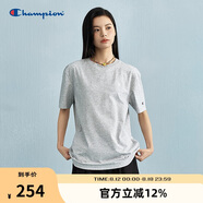Champion冠軍情侶基礎t恤刺繡寬松運動(dòng)上衣簡(jiǎn)約休閑 灰色 M