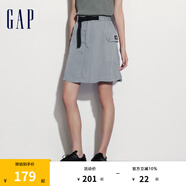 Gap女裝夏季工裝口袋松緊腰A字戶外風(fēng)短裙465785 灰色 165/66A(M) 亞洲尺碼