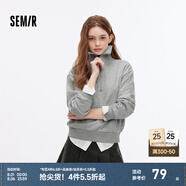 Semir衛衣女純色半開(kāi)襟衣服溫柔百搭秋休閑風(fēng)寬松落肩套頭衫ins潮 中花灰00510 M