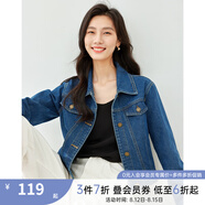 梵希蔓高腰茄克復(fù)古牛仔夾克外套女2025春秋新款寬松百搭開(kāi)衫上衣 70672 牛仔藍(lán) L