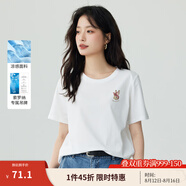 茵曼（INMAN）純棉舒適女裝logo繡花短袖t恤女時(shí)尚百搭休閑2025夏季新品上衣 珍珠白-F18525135 S
