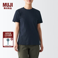 無印良品（MUJI） 女式 雙羅紋編織 T恤 休閑百搭 短袖女夏季薄荷曼波風(fēng) 藏青色 3S XS