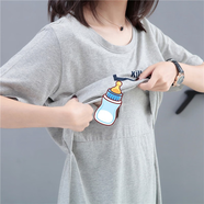 哺乳連衣裙夏季外出辣媽款產(chǎn)后母乳期時(shí)尚女裝喂奶衣服中長(cháng)款裙子 淺灰色上掀兩側哺乳口 XL XL體重140-160斤